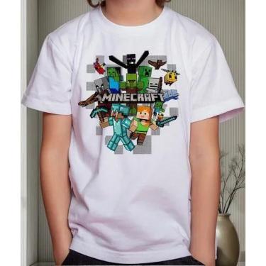 Imagem de Camisa Camiseta Juvenil Infantil Menino Menina Gamer Blocos Mine Roupa