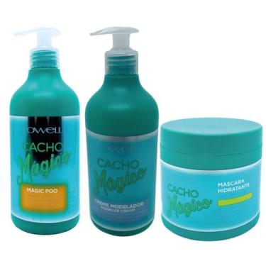 Imagem de Kit Lowell Cacho Magico Shampoo 500ml Mascara e Creme 500g