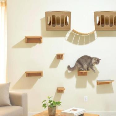 Imagem de Playground Gatos MDF 15mm REFORÇADO CRU 9pcs Parque Para Gatos já Mont