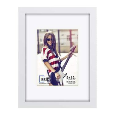 Imagem de Porta-retratos RPJC 9x12cm de madeira maciça branca com vidro