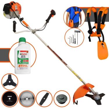 Imagem de Máquina de Cortar Grama Vulcan VR620-H À Gasolina 62cc 3HP 12.500rpm Roçadeira Lateral Multifuncional Com 5 Opções de Cortes + ÓLEO STIHL 2 Tempos