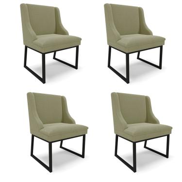 Imagem de Cadeira Sala de Jantar Industrial Preto kit 4 Liz Bouclê Pistache D03 - D'Rossi