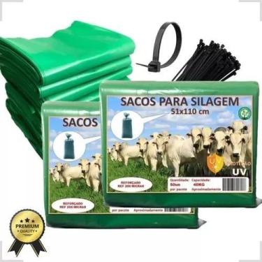 Imagem de Saco Para Silagem Silo Pacote Com 100 Und + 100 Abraçadeiras - PlastSi