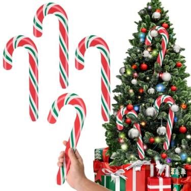 Imagem de AWIZOM 6 peças de decorações grandes de bengala de doces de Natal de 29 cm, enfeites de bengala de madeira vermelha, branca, verde, decoração de árvore de Natal rústica para pendurar em árvore de