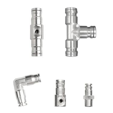 Imagem de TL TOOLEGIN Kit de conectores deslizantes de latão para sistema de nebulização de alta pressão, conectores de bocal de névoa de 1/10.2 cm, conectores de trava deslizante, 5 peças em um pacote (reto,