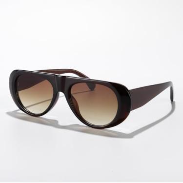 Imagem de Óculos de sol aviador modernos masculinos femininos retrô lentes de sol para mulheres, Armação marrom/lente marrom, Lens Width: 55 Millimeters