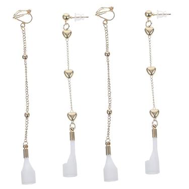 Imagem de 2 pares de corrente de fone de ouvido com design de coração elegante para mulheres, suporte de fone de ouvido para escola, academia, corrida, presente mais exclusivo para namoradas