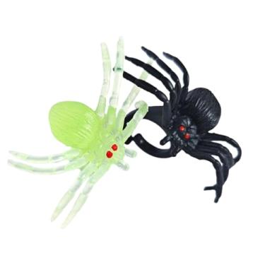 Imagem de Anel de aranha que brilha no escuro suprimentos de festa de Halloween - morcegos e aranha brilhante anel de dedo aberto ajustável para mulheres e homens, adereço assustador de Halloween para