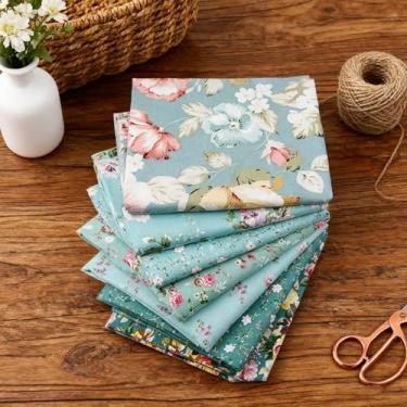 Imagem de 8 peças de tecido de algodão faça você mesmo, estampa 100% algodão, feito à mão, para costura de artesanato DIY, tema impresso em quartos quadrados de costura artesanato decorativo 25 x 25 cm