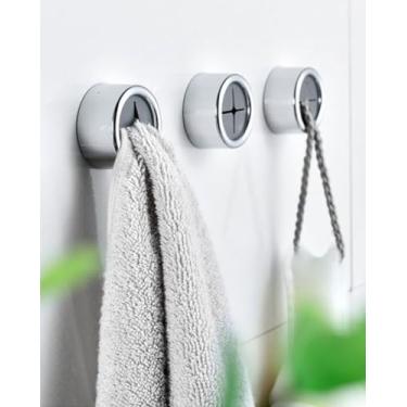 Imagem de Suporte adesivo de toalha de mão de cozinha – pacote com 2 ganchos de toalha de prato para armário, cabide de toalha de pressão, suporte de pano de prato para casa de banho, cozinhas, garagens