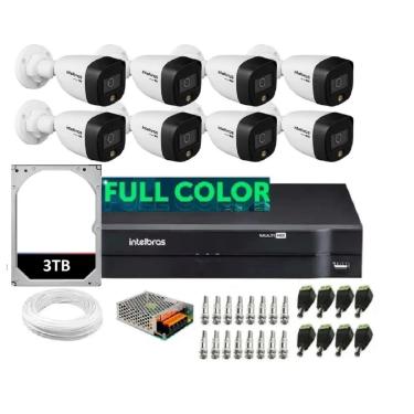 Imagem de Kit 8 Câmeras Intelbras 1220b Full Color Dvr 8 Canais Com Hd 3tb