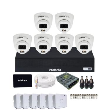 Imagem de Kit CFTV Intelbras 6 Câmeras 3220d Full Color Com Áudio DVR 1108-c Mhdx SSD Intelbras 512gb incluso