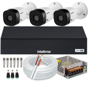 Imagem de Kit DVR Intelbras 8 canais 1008c H.265 Sem HD 3 câmeras Vhl 1220 Full hd 1080p 2mp