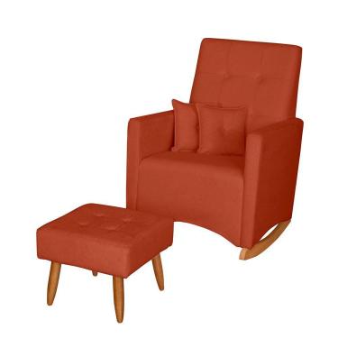 Imagem de Poltrona De Amamentação Com Balanço E Puff Lizzi Bouclê Terracota F06 - D'rossi