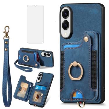 Imagem de Asuwish Capa de telefone para Samsung Galaxy S25 Edge capa carteira com protetor de tela de vidro temperado alça de pulso cordão RFID suporte para cartão de crédito anel suporte celular S25Edge 25S S