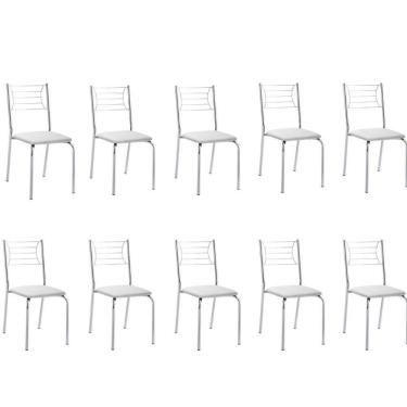 Imagem de Kit 10 Cadeiras Nanda Cromada Corino Branco