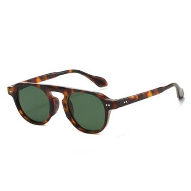 Imagem de Óculos de Sol Rivets Feminino UV400 Masculino com Lentes Transparentes e Armação para Esportes ao Ar Livre, Corrida e Ciclismo, Estampa de Leopardo Verde Escuro