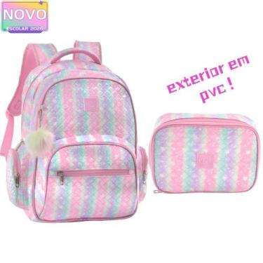 Imagem de Kit Mochila De Costas Juvenil E Estojo 100pens Tie Dye Meninas - YEPP,