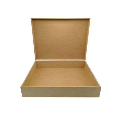 Imagem de Caixa Mdf Cru 45x35x10 Sem Fecho Com Dobradiças Para Decorar - DF Mora