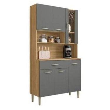 Imagem de Armário De Cozinha Completa Golden 6 Portas 1 Gaveta Freijó / Grafite Freijo Cinza