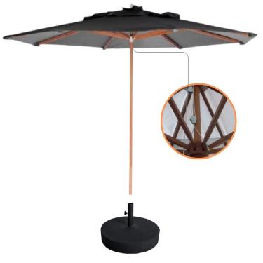 Imagem de Guarda Sol Ombrelone 3,00m + Base 40kg Para Praia Piscina Jardim Preto