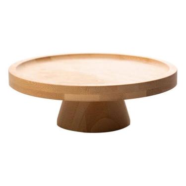Imagem de Prato Para Bolo Em Bambu Com Pé 20X7Cm Lyor Redondo Boleira