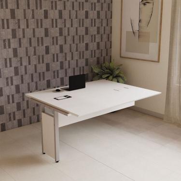 Imagem de Mesa Escrivaninha Auxiliar 150cm Plataforma Dupla de Acoplar para Escritório Corporate Cinza