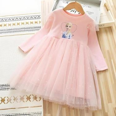 Imagem de Fantasia De Princesa Elsa Frozen Para Meninas, Vestido Fluffy De Manga