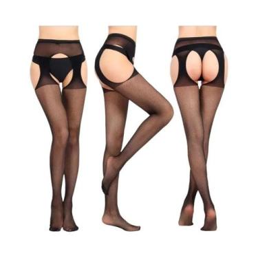 Imagem de Meias-calças Femininas Sensuais De Rede Até a Coxa Com Cinta-liga, Opç