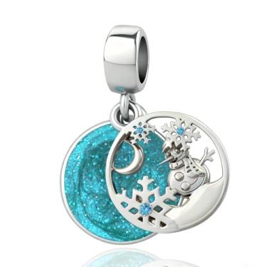 Imagem de LuxglitterLin Pingente de boneco de neve Merry Christmas, floco de neve, berloque de esmalte Bule compatível com pulseiras Pandora, presente de Natal feminino
