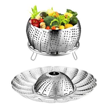 Imagem de Cesto Cozimento a Vapor Inox Cozinha Legumes na Panela M - 2W