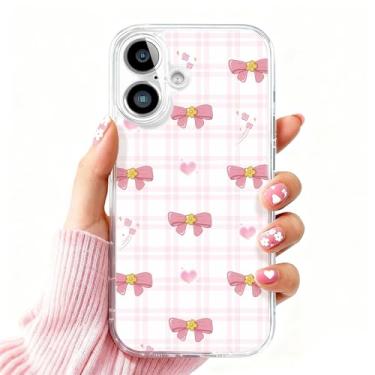 Imagem de DSJIFGEW Design de capa transparente padrão para iPhone 16 Plus | Antiamarelamento, parte traseira rígida, proteção contra quedas de nível militar, suporta carregamento sem fio