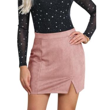 Imagem de Saia Ezcosplay, camurça sintética, lápis de cintura alta, Bodycon, ros