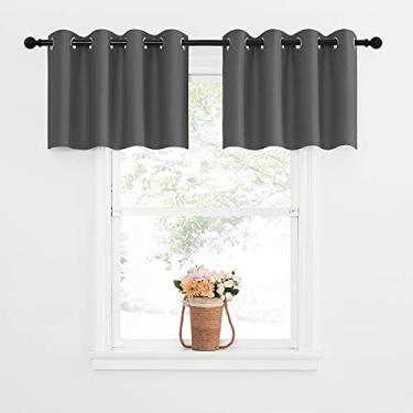 Imagem de Cortinas blackout para janelas de cozinha sobre a pia - Decoração de casa com isolamento térmico pequenas camadas blackout com ilhós para janelas curtas (52W por 24L com cabeçalho de 3 cm, cinza, 1