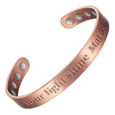 Imagem de EnerCoppeX Pulseira magnética de cobre para mulheres - joia detox com ímã de 3500 gauss, pulseira ajustável (tipo-W)