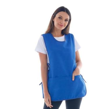 Imagem de Bata Jaleco Avental Tecido Oxford com Bolsos Amarração e Ajuste Latera