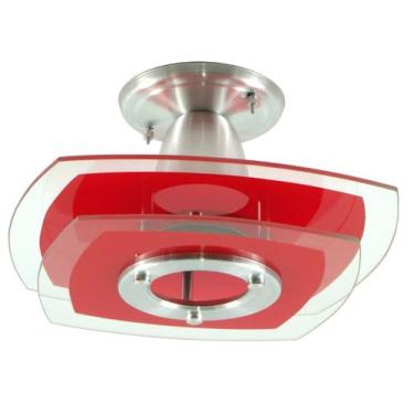 Imagem de Lustre Plafon Sobrepor - Vermelho - 2 Vidros - Sala Quarto - Vitrine d