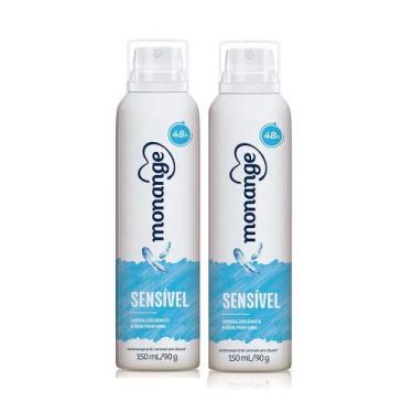 Imagem de Kit 2 Desodorante Monange Sensível Sem Perfume Aerosol Antitranspirant