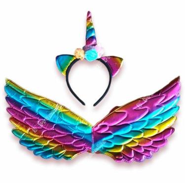 Imagem de Fantasia Unicórnio Asa Metalizada E Tira Infantil Para Festa - D' Pres