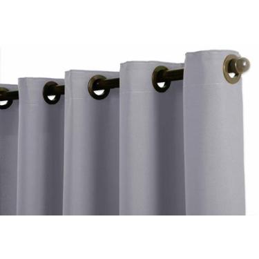 Imagem de Cortina Tecido Cozinha Sala Janela 2,00 X 1,40 Cinza - Armazém do Enxo