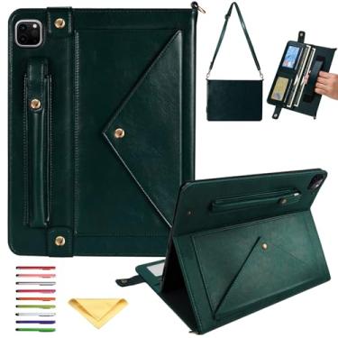Imagem de Capa tiracolo para iPad Pro de 11 polegadas M4 2024, carteira fina de couro sintético UUcovers com suporte magnético com suporte para lápis [alça de ombro/alça de mão] Capa para transporte de