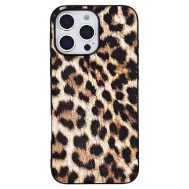 Imagem de DMaos Capa feminina para iPhone Plus, design leopardo, couro sintético, moda clássica para iPhone Plus 2024 6,7 polegadas - marrom