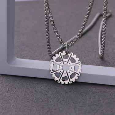 Imagem de Colar masculino moderno, retrô, prata, minimalista, individual, equipamento, pingente, colares, acessórios de joias, one size, Metal, Sem Pedra Preciosa