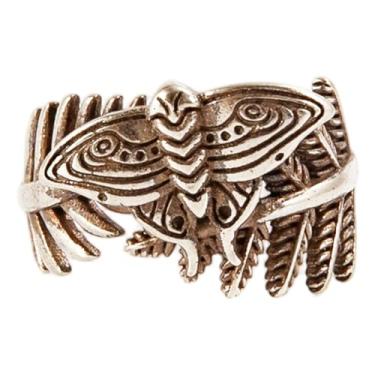 Imagem de QCWN Anel ajustável de mariposa e samambaia, samambaia mariposa vintage feito à mão, capaz de envolver insetos, anéis de declaração de força e crescimento, símbolo de resiliência, joia presente para