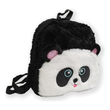 Imagem de Mochila Escolar Infantil de Pelúcia Panda Fofinha com Alças Ajustáveis Polibrinq