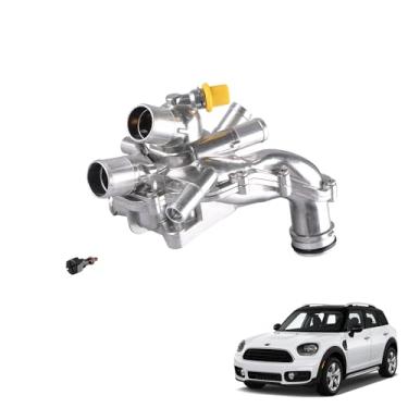 Imagem de GrteRokky Conjunto de carcaça de termostato de refrigeração de motor de alumínio atualizado para MINI Cooper 2011-2016, Cooper Countryman 2011-2017, Cooper Paceman 1.6L L4 2013-2016 Substituição para