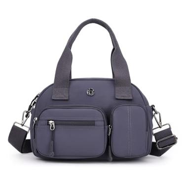 Imagem de Wytidian Bolsa de ombro de nylon para mulheres, espaçosa com vários bolsos, bolsa tiracolo casual feminina para viagens, trabalho diário, B - roxo, Bolsas transversais com vários bolsos