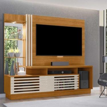 Imagem de Home Theater Stall 2 Portas 2 Prateleiras Iluminação LED MDP atÃ:copyright: 60 Cinamomo/OffWhite G97 - Gran Belo