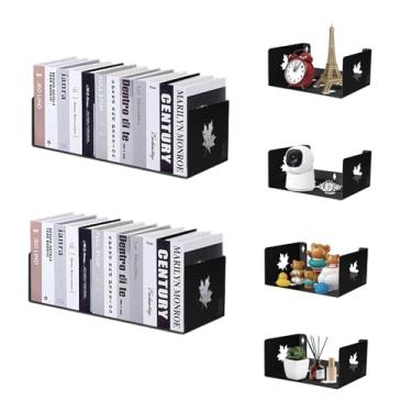 Imagem de CANCHIC Prateleiras de parede flutuantes de metal em forma de U para montagem na parede, prateleiras de armazenamento e exibição de CDs, DVD, preto, conjunto 6