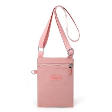 Imagem de Bolsa tiracolo pequena bolsa mensageiro casual bolsa feminina bolsa de mão bolsa de ombro de lona de nylon, rosa, Medium, Rosa